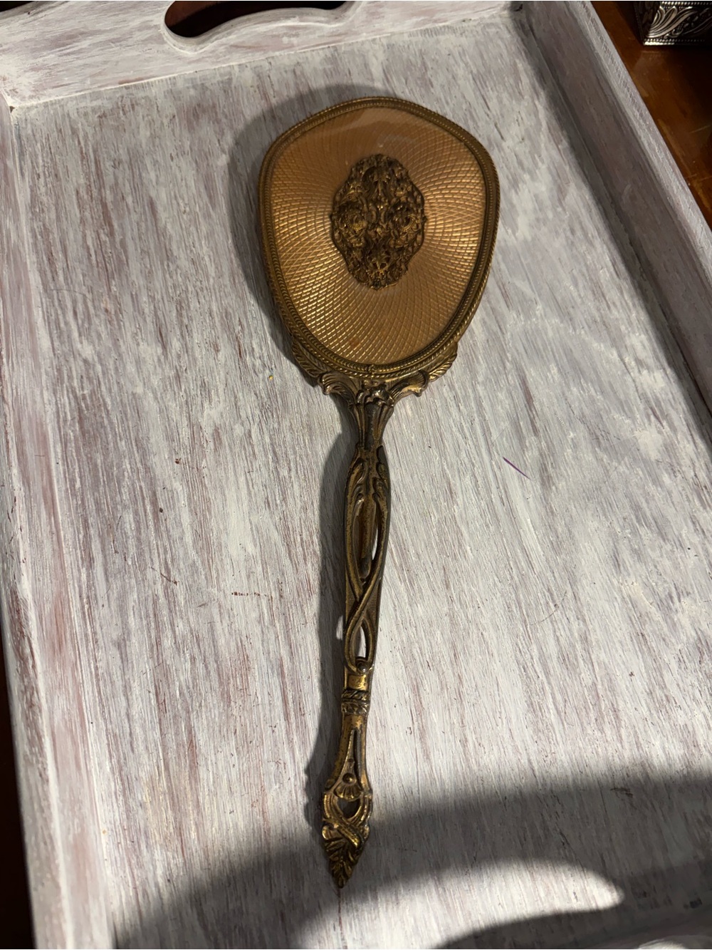 Vintage Gold Hand Mirror - Elegant Ornate Design